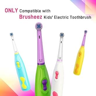 DenSecc Replacement Brush Heads Compatible with Brusheez Kids Electric Toothbrush, White and Purple, 10 Count