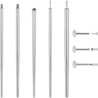 14G 16G 18G 20G Piercing Taper Piercing Ball Grabber Tool Stainless Steel Flat Back Earring Applicator Tool Threadless Insertion Pin Curved Body Piercing Kit for Ear/Nose/Navel/Lip/Eyebrow