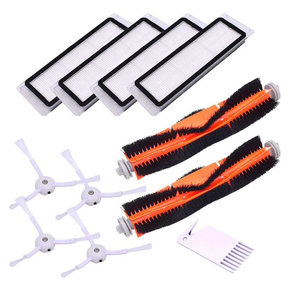 Replacement Accessories Kit Compatible with Roborock S6 S6 Pure S5 S5 Max S4 E4 E20 E25 E35 C10 S50 Robot Vacuum Parts with 2 Main Brush 4 Filter 4 Side Brush 1 Cleaning Tool