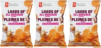 Canadian President's Choice Loads of ALL DRESSED Flavour Chips [3 Large Bags]