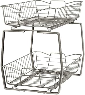 14-Inch Two Tier, Nickel : ClosetMaid 3089 2 Tier 14-Inch Kitchen Cabinet Organizer, Nickel