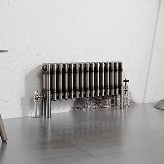 Warmehaus 300x605mm Horizontal 4 Column Radiator Traditional Cast Iron Style Bathroom Radiator Central Heating