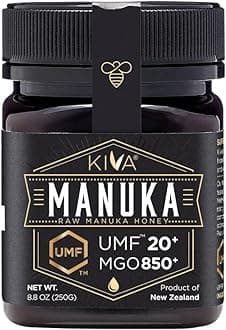 Kiva Raw Manuka Honey Certified UMF 20+, MGO 850+ 100% Pure New Zealand Honey - Non-GMO, Traceable, Non-Glyphosate (8.8 oz)