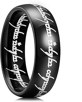 King WillWedding Band for Men Women-7/8mm One Lord Magic Power Rings Availble in Gold/Black/Sliver, High Polished and Comfort Fit Wedding Ring Size 5-15