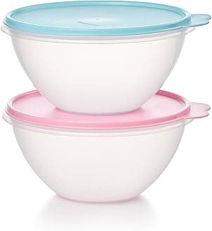 TupperwareHeritage Wonderlier 7 Cup Food Storage Bowl Set of 2 in Vintage Colors- Dishwasher Safe & BPA Free - (2 Containers + 2 Lids)