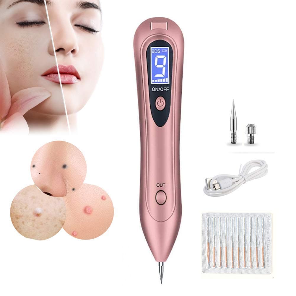 Mole Remover Pen, Skin Tag Remover with 9 Adjustable Modes&LED Light, Portable USB Charging Mole Removal Pen for Wart, Freckle, Dark Spot, Nevus, and Small Tattoo (sunset)