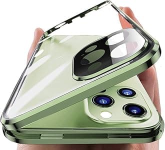 HENGHUI Lockable Magnetic Case for iPhone 11 Pro Max With Camera Lens and Screen Protector, Safety Lock, 360 Full Body Double Sided Glass Bumper, Clear Cover (11ProMax, Blue)