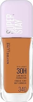 Maybelline New York Super Stay up to 30HR Lumi-Matte Foundation, Medium-Full Coverage, Vegan Formula*, Amino Acids, Niacinamide, Vitamin E, All Day Wear - Shade: 340