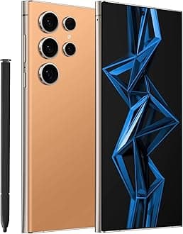 C24 Ultra Phone, 6.8" Full Netcom Unlocked Android Phones, 8GB+256GB Unlocked Cell Phone, Octa-Core CPU, Bulid in Pen, 48MP Camera, 6800mAHh Battery, Face ID, Dual SIM Smartphone- Orange