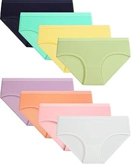 Teen Girls Knickers Solid Colour Underpants Pack of 8 Briefs