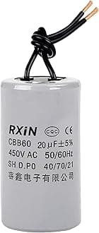 CBB60 Run Capacitor 20uF 450V AC 2 Wires 50/60Hz Cylinder 42mmx70mm (DXL) for Washing Machine Air Compressor Water Pump Motor Refrigerators