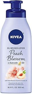NIVEA Oil Infused Peach Blossom and Avocado Oil Body Lotion, Non-Greasy Peach Blossom Scented Lotion Moisturizes for 24+ Hours, 16.9 Fl Oz Pump Bottle