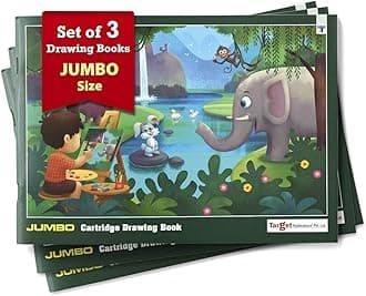 Jumbo Drawing Book for Kids, Artists | Big Plain Sketch Pad for Artists, Children, Students | 34 White Blank Unruled Pages | Size - 37 x 27 cm Papers | Soft Cover | Sketching, Colouring, Painting | Set of 3
