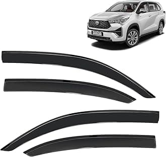 KINGSWAY® Car Wind Deflectors Rain Guard Door Visor Compatible with Toyota Innova Hycross (Year 2023 Onwards) - Polycarbonate, Black, Set of 4 Pcs