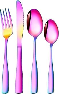 Silverware Set for 1, 4-Piece 18/10 Stainless Steel Flatware Set,Forged Cutlery Set Matte Finish for Home,Restaurant and Parties, Dishwasher Safe.