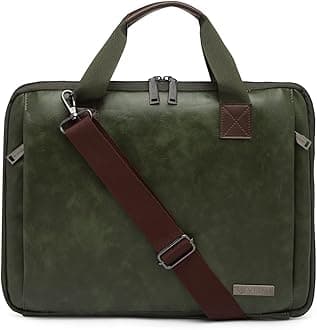 VISMIINTREND Leather Office Laptop Bags for Men & Women, Stylish, Slim, Briefcase, Messenger Bags | Fits 13",14", 15.6" Macbook Laptops, Birthday Gift for Husband/Father