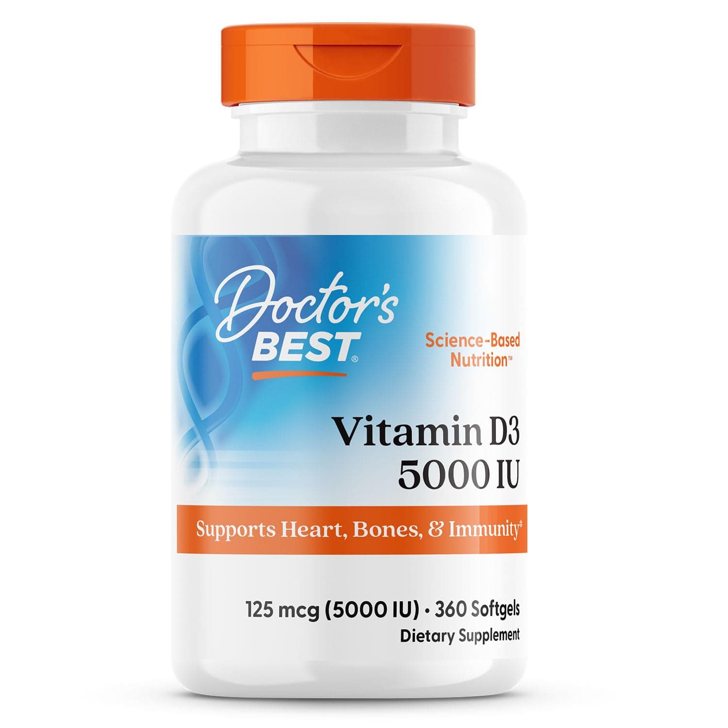 Vitamin D3 5000 IU Softgels for Men & Women - Vitamin D Supplement for Immune System & Heart Health Support, 125 mcg per Serving, VIT D 3, Non GMO, Gluten Free, Soy Free - 360 Softgels
