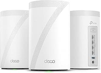 Tri-Band WiFi 7 BE10000 Whole Home Mesh System (Deco BE63) | 6-Stream 10 Gbps | 4 × 2.5G Ports Wired Backhaul, 4× Smart Internal Antennas | VPN, AI-Roaming, MU-MIMO, HomeShield (3-Pack)