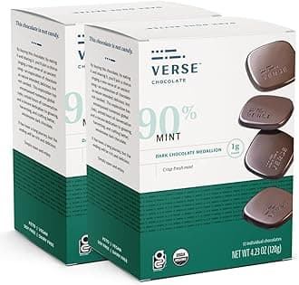 Verse Mint Dark Chocolate Squares | Individually Wrapped, Low Sugar, Vegan, Gluten Free, Keto, Organic & Fair Trade Cocoa, 90% Cacao, 4.23 oz box (Mint, 2 Pack)