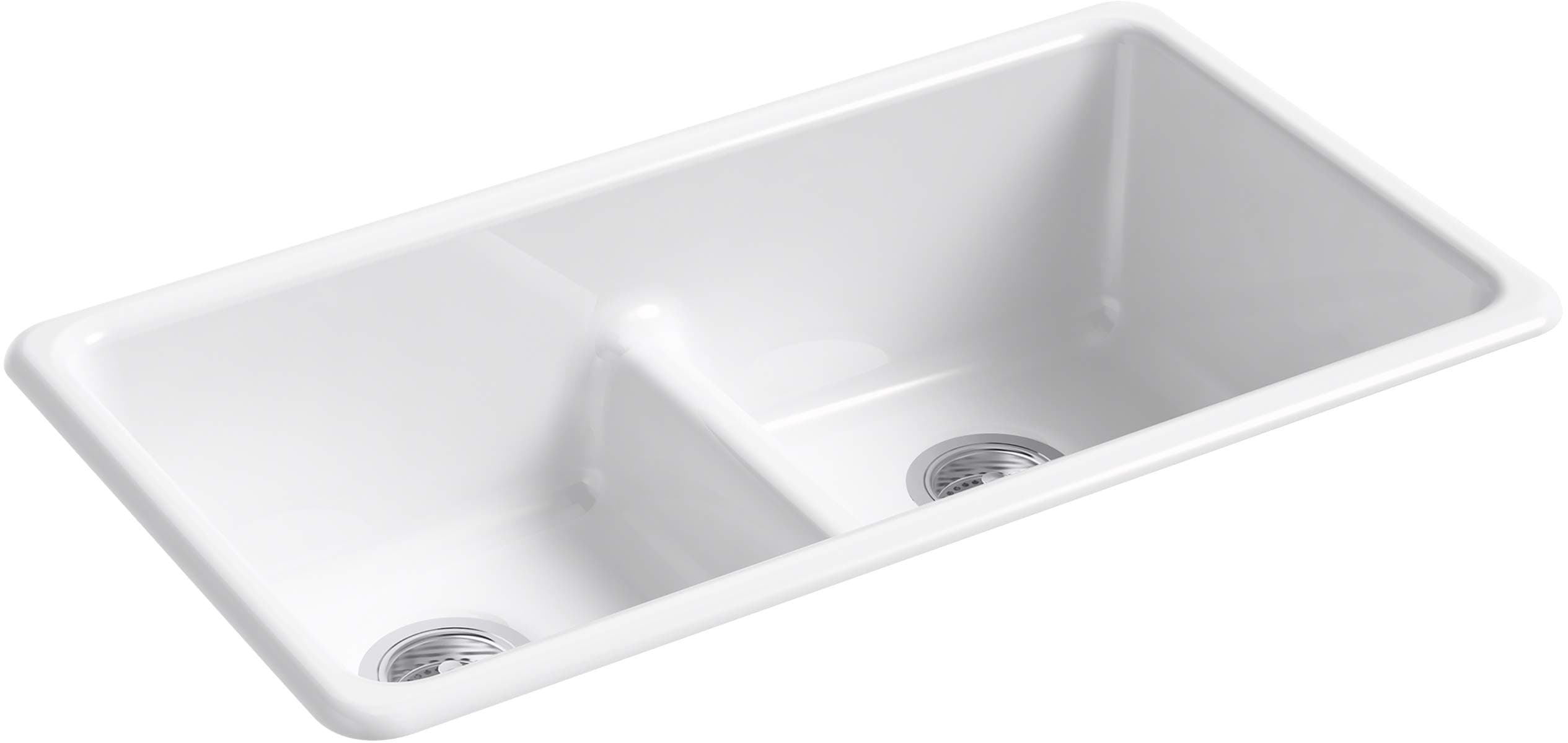 Iron/Tones® 33" Top-/Undermount Kitchen Sink, Smart Divide® Double-Equal Kitchen Sinks, K-5312-0, White