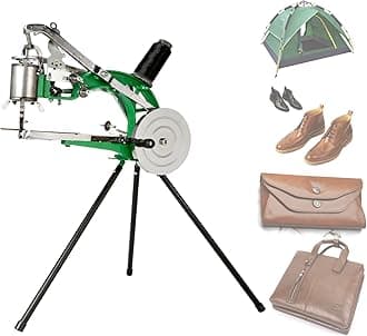 IRONWALLS Leather Sewing Machine, Heavy Duty Metal Manual Hand Cobbler Shoe Stitching Repair Mending Machine with Dual Cotton Nylon Line Canvas for Bags Tents Clothes Quilts, Coats, Trousers Green