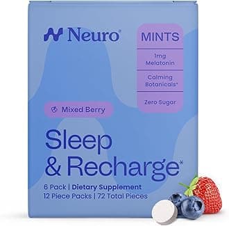 Sleep & Recharge Meltaway Mints - Sleep Aid for Adults with Melatonin 1mg, Chamomile & Elderberry - Travel Essentials for Nighttime Relaxation & Healthy Rest Cycle - Mixed Berry (72 ct)