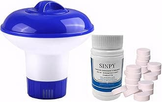 Chlorine Tablets for Hot Tub, 100g Chlorine Tablets for Swimming Pool with Floating Chlorine Tablets Dispenser for Swimming Pool Paddling Pool Spa Bathtubs