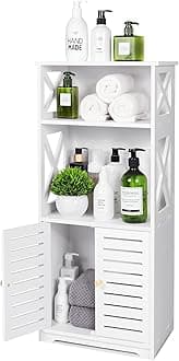 Bathroom Floor Storage Cabinet,Bathroom Storage Furniture Home Organizer Shelf Rack Waterproof Bathroom Cabinet,Free Standing Cabinet with Shelf,Corner Cabinet,30 x 22 x 75cm,White.