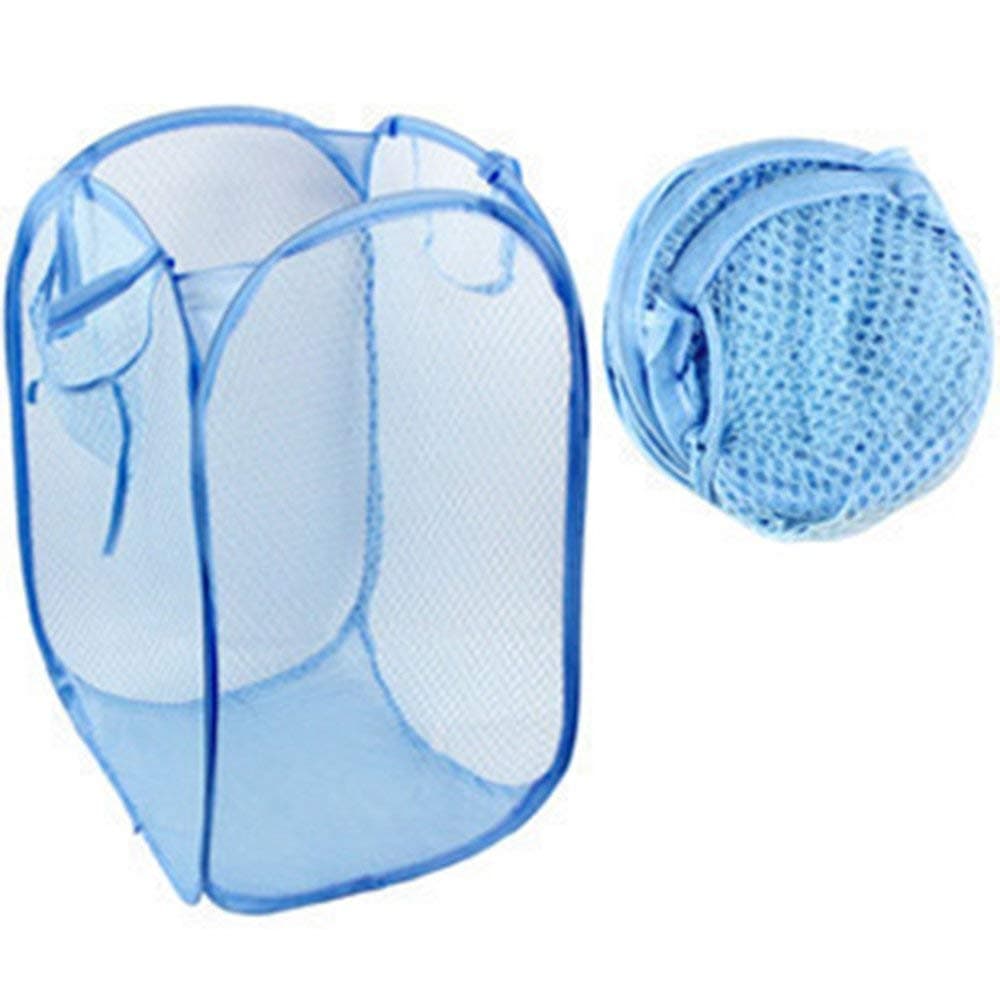 CSDSTORE Mesh Pop-Up Laundry Hamper, Navy Blue - 14" x 24" - Easy to open and folds flat for storage. Hampers mesh material helps eliminate laundry odors and moisture Great for college dorm