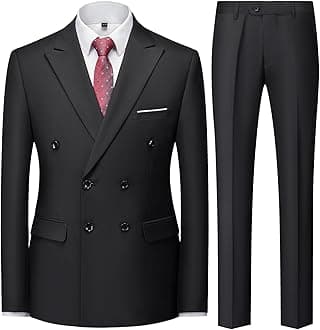Men's 3 Piece Suit Slim Fit Double Breasted Tuxedo Formal Blazer Pants Vest Suit Set for Wedding Casual Business