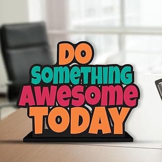 Artvibes Wooden Do Something Awesome Today Positive Quotes Table Decor for Home Office Office Desk Showpiece | Home Decoration | Living Room | Modern Gifting Item (SP_1173)