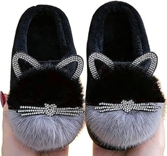 Toddler Cute Cat House Slippers - Fuzzy Winter Warm Soft House Shoes for Girls