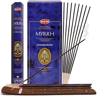 Myrrh Incense Sticks and Incense Stick Holder Bundle Insence Insense Hem Incense Sticks