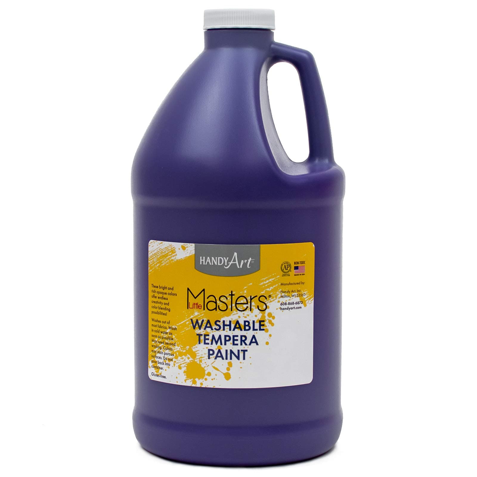Handy Art Little Masters Washable Tempera Paint, Violet, Half Gallon 64 oz Bottle, Bright & Mixable, High Opacity, Washable Colors for Classroom, Students, Kids, Safe & Non-Toxic, Made in USA