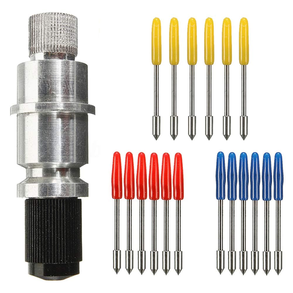 CB09 Graphtec Blade Holder Base with 18Pcs Cutting Blades (30/45/60 Degree) for Silhouette Cameo 1 2 3/Portrait/Curio/Graphtec 6000/CE 5000-60 Plotter