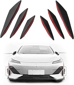 Car Spoiler Canards Kit, Car Front Bumper Lip Splitter, Body Anti-Collision Diffuser, Exterior Soft Rubber Decorative Stickers (Carbon Fiber Black)