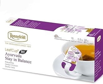 LeafCup Ayurveda Stay In Balance Chai – Herbal Infusion with Date, Lavender & Sage – 15 Individually Wrapped Loose Leaf Tea Bags