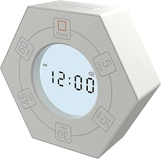 Znewtech Hexagon Rotating Timer, 5, 15, 30, 45, 60 Minute Preset Countdown Timer (White)