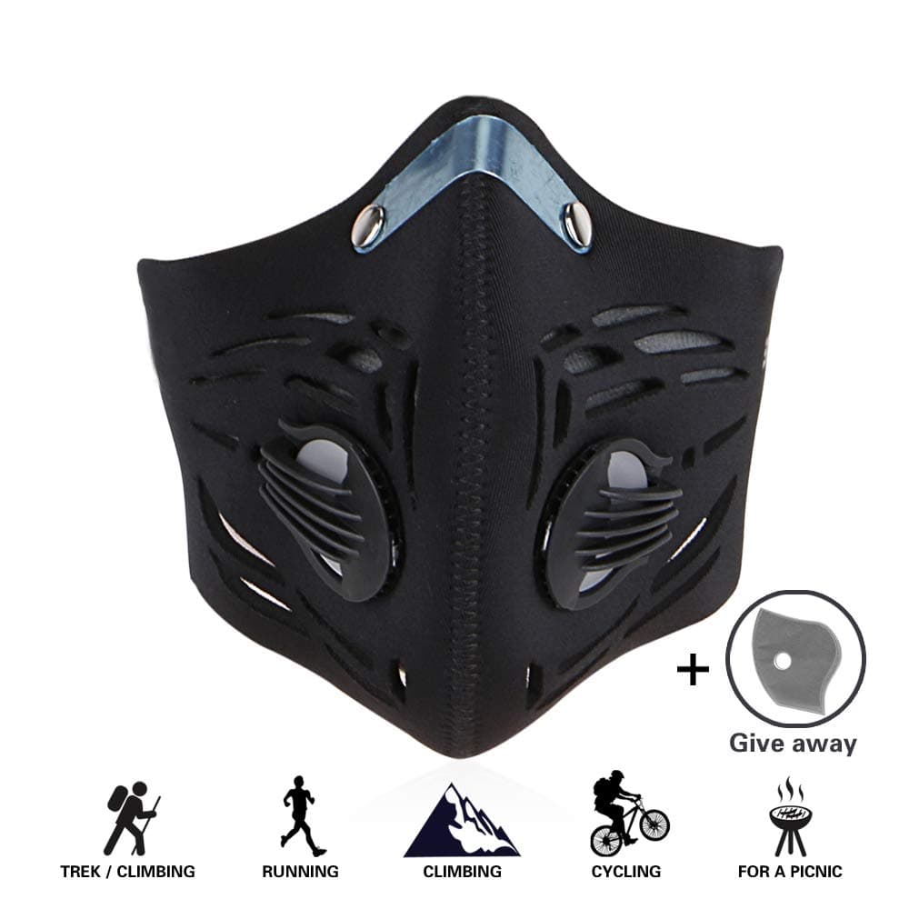 GoingMen Anti Pollution Dust Half Face Mask with 2 Activated Carbon Air Filters for Cycling Skiing Motorcycle Outdoor Sport - Black