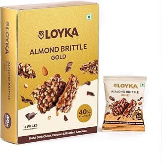 Loyka Almond Brittle Classic Choco Box - 12 Pcs | Premium Chocolate Gift Hamper & Nut Dryfruit Delicacy Roasted California Almonds (40%), Dark Salted Caramel Any-Time Snack