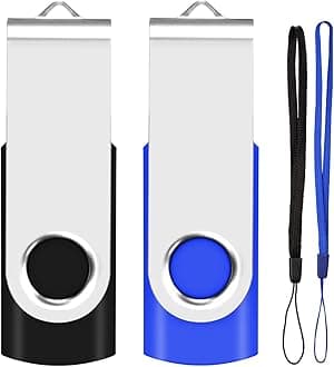 4GB USB Flash Drive 2-Pack EASTBULL USB 2.0 Drives Swivel USB Stick Memory Stick Metal Pen Drive (Black & Blue)