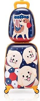 Sandinrayli Kid Luggage Set for Boys, Toddler Hard Shell Suitcase with Wheels, Little Boy Carry on Luggage(Puppy)