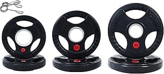 Fitvids Olympic 2-Inch Cast Iron Plate Weight Plate for Strength Training and Weightlifting, Rubber Coate Style, 35LB Set