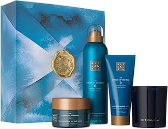 Gift Set The Ritual of Hammam M - 4 Home and Skincare Products Enriched with Eucalyptus, Argan Oil, and Rosemary - Bath Gift Box with Purifying Properties, Blue