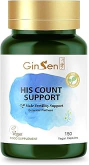 GinSen His Count Support for Men, Male Fertility Supplement, Added Vitamins & Herb Extract, 150 Capsules, Vegan Approved, Made in UK