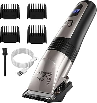 Dog Grooming Clipper Kit, Cordless Low Noise Rechargeable Electric Trimmer With Adjustable Comb & Detachable Blades, Suitable for Dogs, Cats, Pets