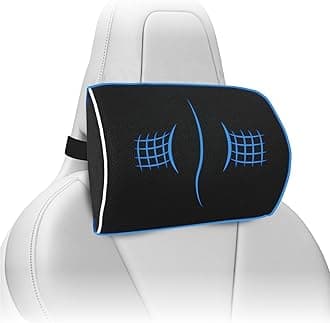 Grin Health Memory Foam Car Neckrest Pillow Relieve Neck Pain- Car Seat Head Rest Pillow for Neck Support- Neck Pillow for Car (Standard, Black, Pack of 1)