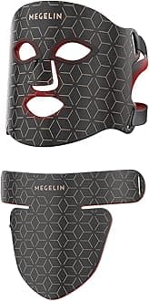 MEGELIN Led Red Light Therapy Face & Neck Mask, 7 Colors Led Light Therapy Facial Mask, Infrared Red Light Therapy Mask, Infrared Light Skin Rejuvenation(Black)