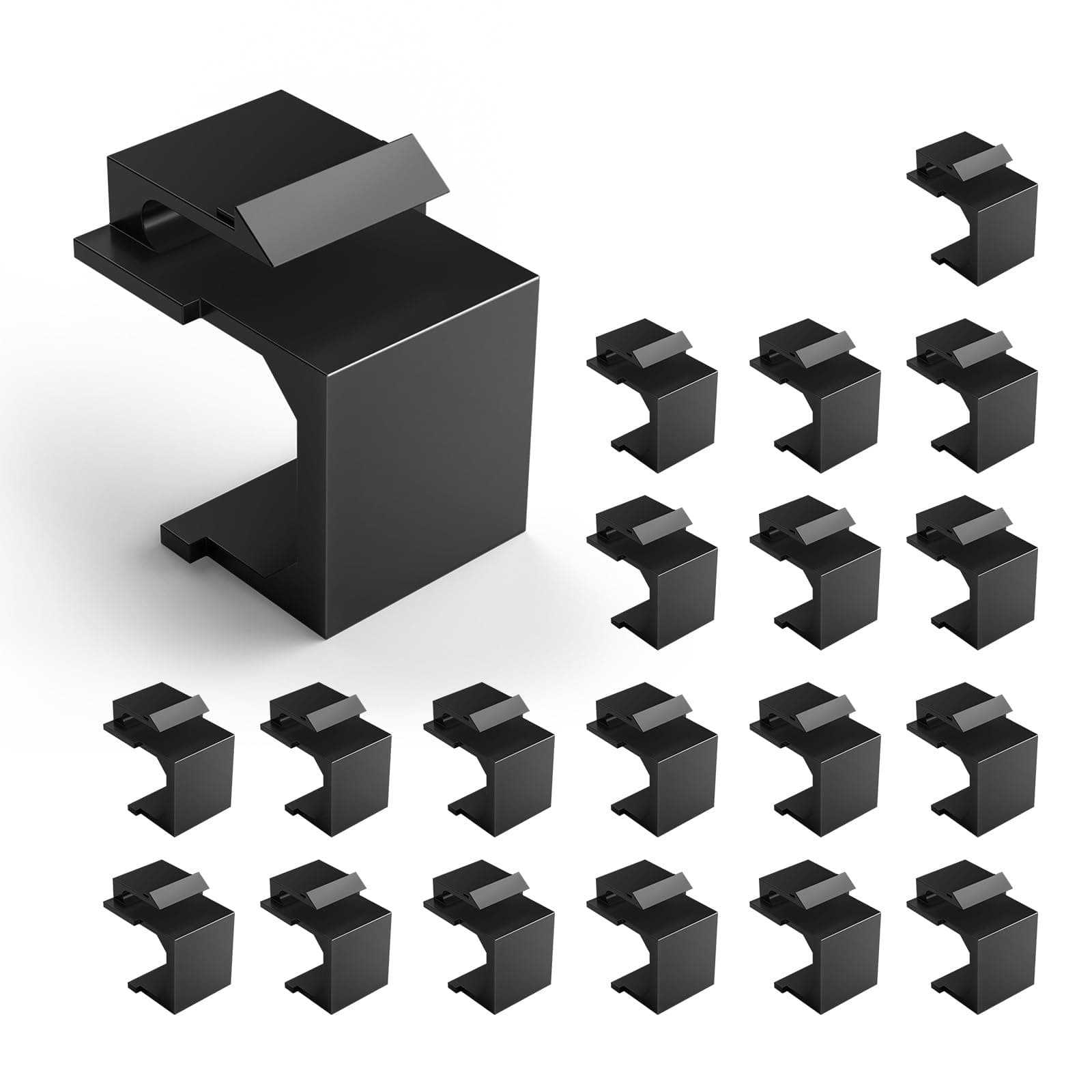 VCE VCE 20-Pack Blank Keystone Jack Inserts for Wallplate- Black