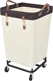 StorageWorks 160L Laundry Basket with Wheels, Large Rolling Hampers for Clothing Organizer, Dirty Clothes Basket for Hotel, Home, Closet, Dorm, Beige